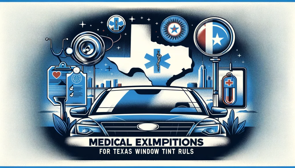 image showing a car with dark tinted windows and a medical symbol