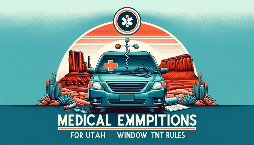 image depicting a car with dark window tints and a medical emblem