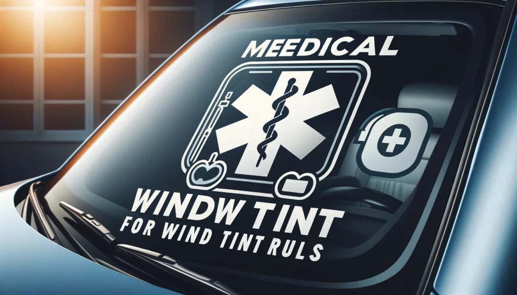 image for an article on Medical Exemptions for Virginia Window Tint Rules, featuring a medical cross symbol on a tinted car window